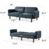 imageBest Choice Products 77quot Mid Century Modern Boucle Loveseat Sofa Couch Convertible Sofa Sleeper Bed wReal Wood Removable Armrest  Slate BlueBoucle  Slate Blue