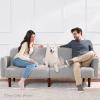 imageBest Choice Products 77quot Mid Century Modern Boucle Loveseat Sofa Couch Convertible Sofa Sleeper Bed wReal Wood Removable Armrest  Slate BlueBoucle  Ivory