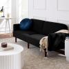 imageBest Choice Products 77quot Mid Century Modern Boucle Loveseat Sofa Couch Convertible Sofa Sleeper Bed wReal Wood Removable Armrest  Slate BlueBoucle  Midnight Black