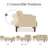 imageBest Choice Products 77quot Mid Century Modern Boucle Loveseat Sofa Couch Convertible Sofa Sleeper Bed wReal Wood Removable Armrest  Slate BlueBoucle  Oatmeal