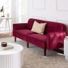 imageBest Choice Products 77quot Mid Century Modern Boucle Loveseat Sofa Couch Convertible Sofa Sleeper Bed wReal Wood Removable Armrest  Slate BlueVelvet  Raspberry