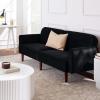 imageBest Choice Products 77quot Mid Century Modern Boucle Loveseat Sofa Couch Convertible Sofa Sleeper Bed wReal Wood Removable Armrest  Slate BlueVelvet  Onyx Black