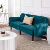 imageBest Choice Products 77quot Mid Century Modern Boucle Loveseat Sofa Couch Convertible Sofa Sleeper Bed wReal Wood Removable Armrest  Slate BlueVelvet  Deep Teal