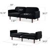 imageBest Choice Products 77quot Mid Century Modern Boucle Loveseat Sofa Couch Convertible Sofa Sleeper Bed wReal Wood Removable Armrest  Slate BlueVelvet  Onyx Black