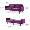 imageBest Choice Products 77quot Mid Century Modern Boucle Loveseat Sofa Couch Convertible Sofa Sleeper Bed wReal Wood Removable Armrest  Slate BlueVelvet  Plum
