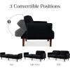 imageBest Choice Products 77quot Mid Century Modern Boucle Loveseat Sofa Couch Convertible Sofa Sleeper Bed wReal Wood Removable Armrest  Slate BlueVelvet  Onyx Black