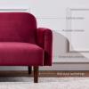 imageBest Choice Products 77quot Mid Century Modern Boucle Loveseat Sofa Couch Convertible Sofa Sleeper Bed wReal Wood Removable Armrest  Slate BlueVelvet  Raspberry