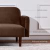 imageBest Choice Products 77quot Mid Century Modern Boucle Loveseat Sofa Couch Convertible Sofa Sleeper Bed wReal Wood Removable Armrest  Slate BlueVelvet  Mocha Brown