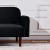 imageBest Choice Products 77quot Mid Century Modern Boucle Loveseat Sofa Couch Convertible Sofa Sleeper Bed wReal Wood Removable Armrest  Slate BlueVelvet  Onyx Black
