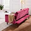 imageBest Choice Products 77quot Mid Century Modern Boucle Loveseat Sofa Couch Convertible Sofa Sleeper Bed wReal Wood Removable Armrest  Slate BlueVelvet  Raspberry