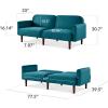 imageBest Choice Products 77quot Mid Century Modern Boucle Loveseat Sofa Couch Convertible Sofa Sleeper Bed wReal Wood Removable Armrest  Slate BlueVelvet  Deep Teal