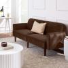imageBest Choice Products 77quot Mid Century Modern Boucle Loveseat Sofa Couch Convertible Sofa Sleeper Bed wReal Wood Removable Armrest  Slate BlueVelvet  Mocha Brown