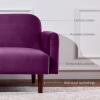 imageBest Choice Products 77quot Mid Century Modern Boucle Loveseat Sofa Couch Convertible Sofa Sleeper Bed wReal Wood Removable Armrest  Slate BlueVelvet  Plum