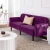 imageBest Choice Products 77quot Mid Century Modern Boucle Loveseat Sofa Couch Convertible Sofa Sleeper Bed wReal Wood Removable Armrest  Slate BlueVelvet  Plum