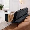 imageBest Choice Products 77quot Mid Century Modern Boucle Loveseat Sofa Couch Convertible Sofa Sleeper Bed wReal Wood Removable Armrest  Slate BlueVelvet  Onyx Black