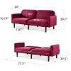imageBest Choice Products 77quot Mid Century Modern Boucle Loveseat Sofa Couch Convertible Sofa Sleeper Bed wReal Wood Removable Armrest  Slate BlueVelvet  Raspberry