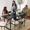 imageBest Choice Products 7Piece Modern Dining Room Set Kitchen Table Set Dining Table w 6 Chairs Upholstered Cushions Solid Metal Frame Curved Backrest  BlackIvoryBlackIvory