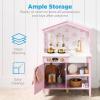 imageBest Choice Products Farmhouse Play Kitchen Toy Wooden Pretend Set for Kids wChalkboard Marble Backdrop Windows Storage Shelves 5 Accessories Included  WhiteRose