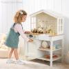 imageBest Choice Products Farmhouse Play Kitchen Toy Wooden Pretend Set for Kids wChalkboard Marble Backdrop Windows Storage Shelves 5 Accessories Included  WhiteRose