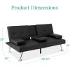 imageBest Choice Products Faux Leather Upholstered Modern Convertible Futon Adjustable Folding Sofa Bed Guest Bed wRemovable Armrests  BlackBlack