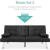 imageBest Choice Products Faux Leather Upholstered Modern Convertible Futon Adjustable Folding Sofa Bed Guest Bed wRemovable Armrests  BlackBlack