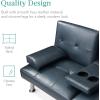 imageBest Choice Products Faux Leather Upholstered Modern Convertible Futon Adjustable Folding Sofa Bed Guest Bed wRemovable Armrests  BlackBlue