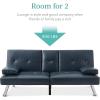 imageBest Choice Products Faux Leather Upholstered Modern Convertible Futon Adjustable Folding Sofa Bed Guest Bed wRemovable Armrests  BlackBlue