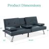 imageBest Choice Products Faux Leather Upholstered Modern Convertible Futon Adjustable Folding Sofa Bed Guest Bed wRemovable Armrests  BlackBlue