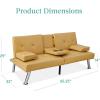 imageBest Choice Products Faux Leather Upholstered Modern Convertible Futon Adjustable Folding Sofa Bed Guest Bed wRemovable Armrests  BlackCamel Yellow