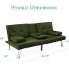 imageBest Choice Products Faux Leather Upholstered Modern Convertible Futon Adjustable Folding Sofa Bed Guest Bed wRemovable Armrests  BlackDark Green