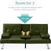 imageBest Choice Products Faux Leather Upholstered Modern Convertible Futon Adjustable Folding Sofa Bed Guest Bed wRemovable Armrests  BlackDark Green