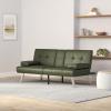 imageBest Choice Products Faux Leather Upholstered Modern Convertible Futon Adjustable Folding Sofa Bed Guest Bed wRemovable Armrests  BlackDark Green
