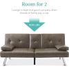 imageBest Choice Products Faux Leather Upholstered Modern Convertible Futon Adjustable Folding Sofa Bed Guest Bed wRemovable Armrests  BlackGrey