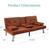 imageBest Choice Products Faux Leather Upholstered Modern Convertible Futon Adjustable Folding Sofa Bed Guest Bed wRemovable Armrests  BlackMedium Brown