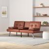 imageBest Choice Products Faux Leather Upholstered Modern Convertible Futon Adjustable Folding Sofa Bed Guest Bed wRemovable Armrests  BlackMedium Brown
