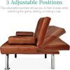imageBest Choice Products Faux Leather Upholstered Modern Convertible Futon Adjustable Folding Sofa Bed Guest Bed wRemovable Armrests  BlackMedium Brown