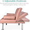 imageBest Choice Products Faux Leather Upholstered Modern Convertible Futon Adjustable Folding Sofa Bed Guest Bed wRemovable Armrests  BlackPink