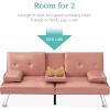 imageBest Choice Products Faux Leather Upholstered Modern Convertible Futon Adjustable Folding Sofa Bed Guest Bed wRemovable Armrests  BlackPink