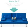 imageBest Choice Products Faux Leather Upholstered Modern Convertible Futon Adjustable Folding Sofa Bed Guest Bed wRemovable Armrests  BlackRoyal Blue