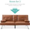imageBest Choice Products Faux Leather Upholstered Modern Convertible Futon Adjustable Folding Sofa Bed Guest Bed wRemovable Armrests  BlackTan