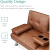 imageBest Choice Products Faux Leather Upholstered Modern Convertible Futon Adjustable Folding Sofa Bed Guest Bed wRemovable Armrests  BlackTan