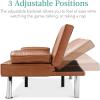 imageBest Choice Products Faux Leather Upholstered Modern Convertible Futon Adjustable Folding Sofa Bed Guest Bed wRemovable Armrests  BlackTan
