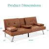 imageBest Choice Products Faux Leather Upholstered Modern Convertible Futon Adjustable Folding Sofa Bed Guest Bed wRemovable Armrests  BlackTan