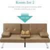 imageBest Choice Products Faux Leather Upholstered Modern Convertible Futon Adjustable Folding Sofa Bed Guest Bed wRemovable Armrests  BlackTaupe