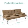 imageBest Choice Products Faux Leather Upholstered Modern Convertible Futon Adjustable Folding Sofa Bed Guest Bed wRemovable Armrests  BlackTaupe