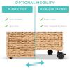 imageBest Choice Products Handwoven Water Hyacinth Rolling Filing Cabinet Mobile File Organizer for Hanging Folders WLid and Locking Wheels For Home or Office  NaturalNatural