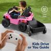imageBest Choice Products Kids 12V Electric Ride On UTV Car and Trailer wParent Control LED Lights 2 Speeds Bluetooth  PinkPink