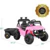 imageBest Choice Products Kids 12V Electric Ride On UTV Car and Trailer wParent Control LED Lights 2 Speeds Bluetooth  PinkPink