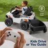 imageBest Choice Products Kids 12V Electric Ride On UTV Car and Trailer wParent Control LED Lights 2 Speeds Bluetooth  PinkWhite