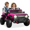 imageBest Choice Products Kids 12V Ride On Truck Battery Powered Toy Car wSpring Suspension Remote Control 3 Speeds LED Lights Bluetooth  BlackHot Pink